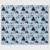 青い背景ミニマルにおもしろいスキーデザイン。 ラッピングペーパー (フラット)