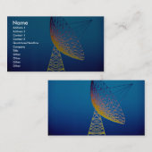 青い背景上の生気に満ちた衛生放送受信アンテナ 名刺 (正面/裏面)