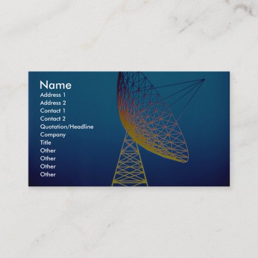青い背景上の生気に満ちた衛生放送受信アンテナ 名刺 (正面)