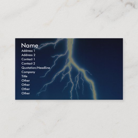 青い背景上の稲妻 名刺 (正面)