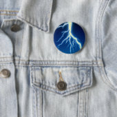 青い背景上の稲妻 缶バッジ (インサイチュ)