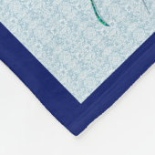 青い背景上の青緑色のレトロのくらげ フリースブランケット (角)