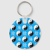 青い背景中国の陽模様 キーホルダー (裏面)