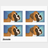 青い背景絵を描にデジタルのブラウンボクサー犬 長方形シール (シート)