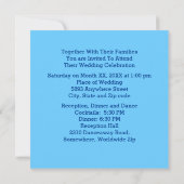 青い背景(ダイヤモンドとフレーム付結婚) 招待状 (裏面)