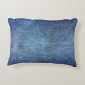 青い背景、デニムジーンズのテクスチャ背景。D アクセントクッション (裏面)