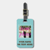 青い背景 ラゲッジタグ (正面縦)