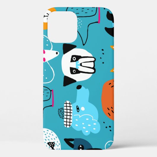 青い背景、犬よくはしゃぐのパターン。 Case-Mate iPhoneケース (裏面)