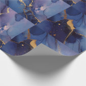 青い背景(金ゴールドの縞と点) ラッピングペーパー (角)