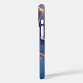 青い背景(金ゴールドの縞と点) Case-Mate iPhoneケース (裏面 / 左)