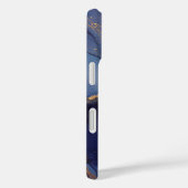 青い背景(金ゴールドの縞と点) Case-Mate iPhoneケース (裏面 / 右)