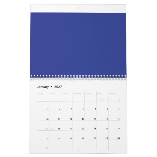 青い背飛んでいる景を持つ空の飛行機 カレンダー (1月 2027)