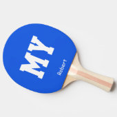 青い自分の名前パーソナライズされた 卓球ラケット (横)