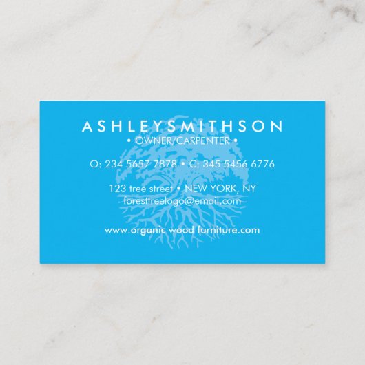 青い自然の森の木 名刺 (裏面)