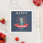 青い自由の女神 4th of July おめでとう スタンダードカクテルナプキン (インサイチュ)