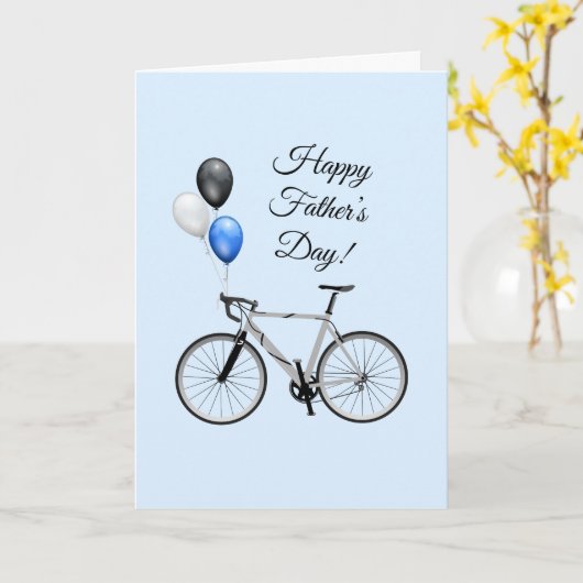 青い自転車と風船 – 父の日のカード カード (黄色い花)