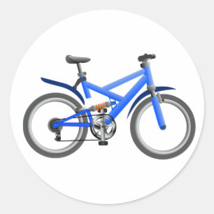 青い自転車のステッカー ラウンドシール