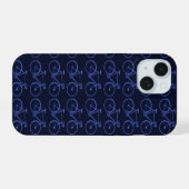青い自転車の模様 iPhone 15ケース (裏面横)