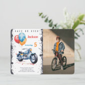 青い自転車の誕生日写真 招待状 (スタンド正面)