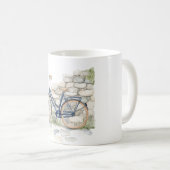 青い自転車バイク コーヒーマグカップ (正面右)