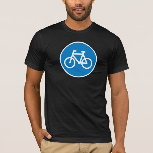 青い自転車レーン標識 自転車道 シンボル Tシャツ (正面)