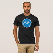 青い自転車レーン標識 自転車道 シンボル Tシャツ (正面フル)
