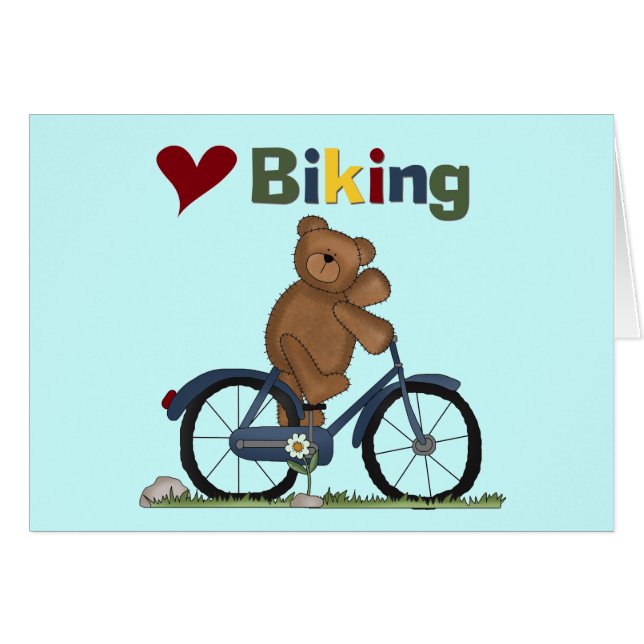 青い自転車I愛サイクリングのTシャツおよびギフト (正面横)