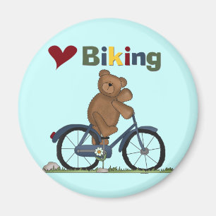 青い自転車I愛サイクリングのTシャツおよびギフト マグネット