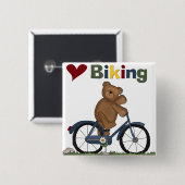 青い自転車I愛サイクリングのTシャツおよびギフト 缶バッジ (正面&裏面)