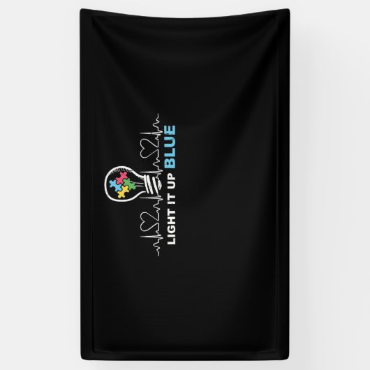 青い自閉症に対する認識を示す 横断幕 (縦)