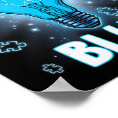 青い自閉症のシャツをライトアップI衣服ブルーAwar ポスター (角)