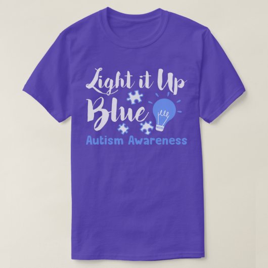 青い自閉症の意識を照らしおもしろいて自閉症の改善 Tシャツ (デザイン正面)