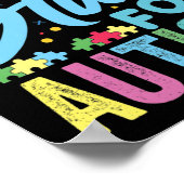 青い自閉症意識を明るくするTシャツ92 ポスター (角)