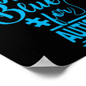 青い自閉症意識ギフト自閉症Sを点灯 ポスター (角)