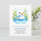 青い至福の水彩ダックボーイベイビーシャワー 招待状 (スタンド正面)
