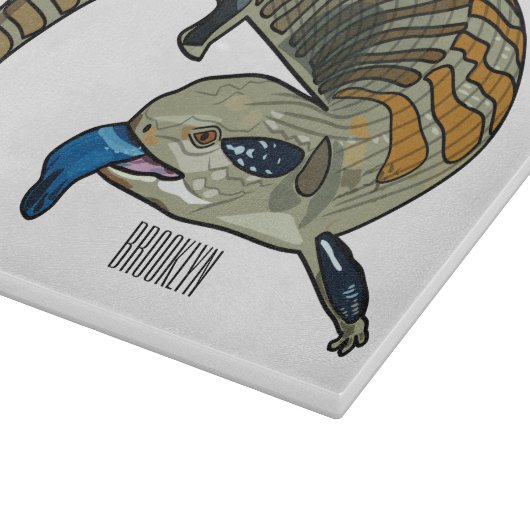 青い舌を使ったスケープの漫画イラストレーション カッティングボード (角)