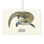 青い舌を使ったスケープの漫画イラストレーション カーエアーフレッシュナー (裏面)