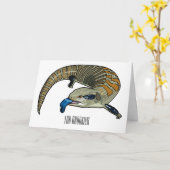 青い舌を使ったスケープの漫画イラストレーション カード (黄色い花)