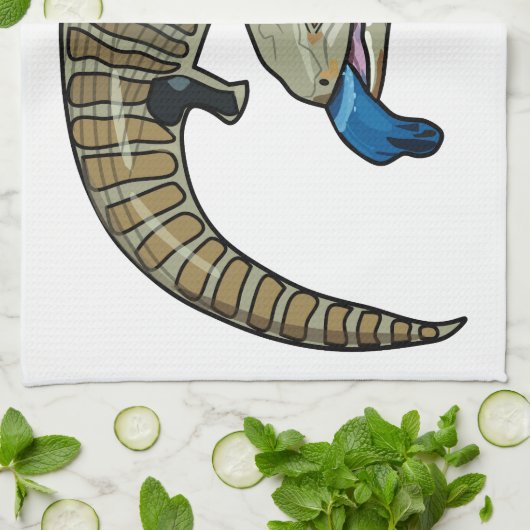 青い舌を使ったスケープの漫画イラストレーション キッチンタオル (折り畳み)