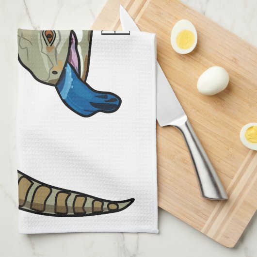 青い舌を使ったスケープの漫画イラストレーション キッチンタオル (四つ折り)