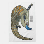 青い舌を使ったスケープの漫画イラストレーション キッチンタオル (縦)