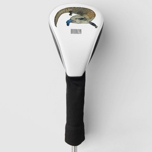 青い舌を使ったスケープの漫画イラストレーション ゴルフヘッドカバー (正面)