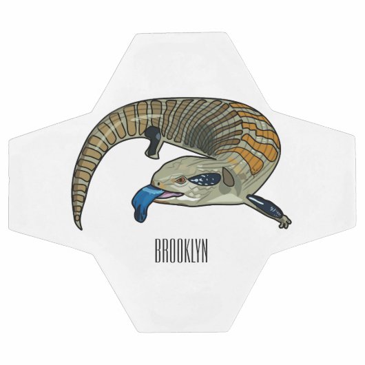 青い舌を使ったスケープの漫画イラストレーション サッカーボール (フラット)