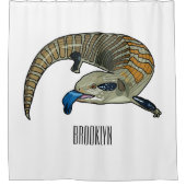 青い舌を使ったスケープの漫画イラストレーション シャワーカーテン (正面)