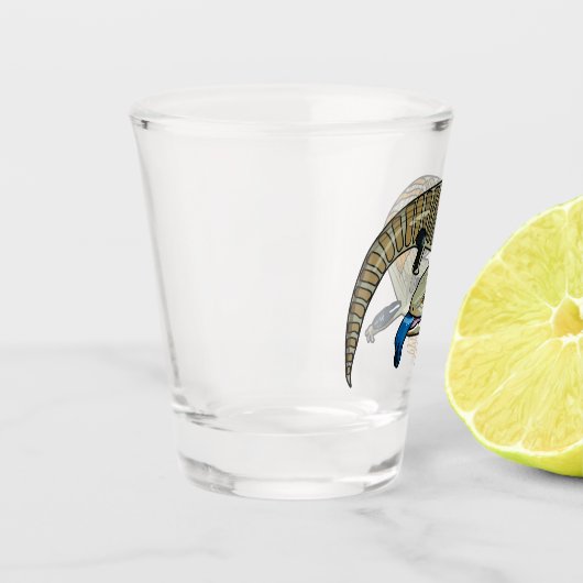 青い舌を使ったスケープの漫画イラストレーション ショットグラス (左)