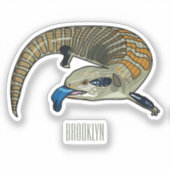 青い舌を使ったスケープの漫画イラストレーション シール (正面)