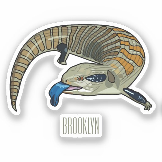 青い舌を使ったスケープの漫画イラストレーション シール (正面)