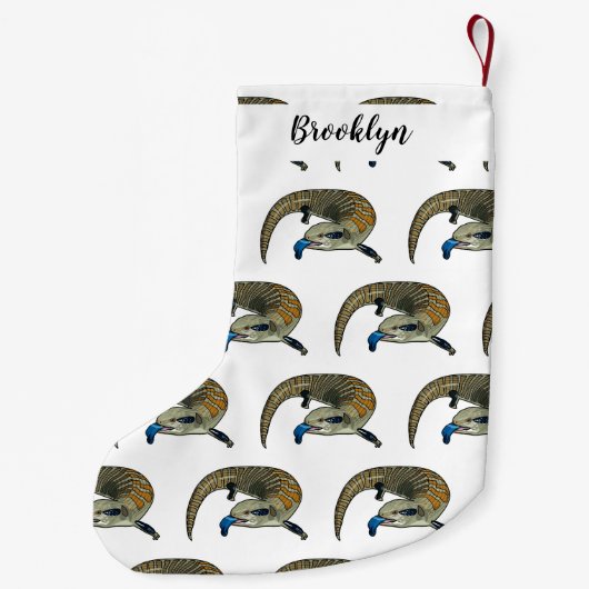 青い舌を使ったスケープの漫画イラストレーション スモールクリスマスストッキング (裏面)