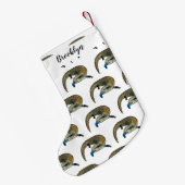 青い舌を使ったスケープの漫画イラストレーション スモールクリスマスストッキング (裏面 (吊り時))