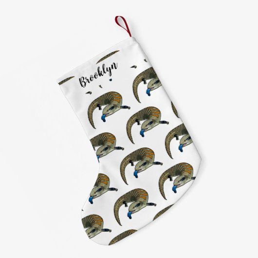 青い舌を使ったスケープの漫画イラストレーション スモールクリスマスストッキング (裏面 (吊り時))